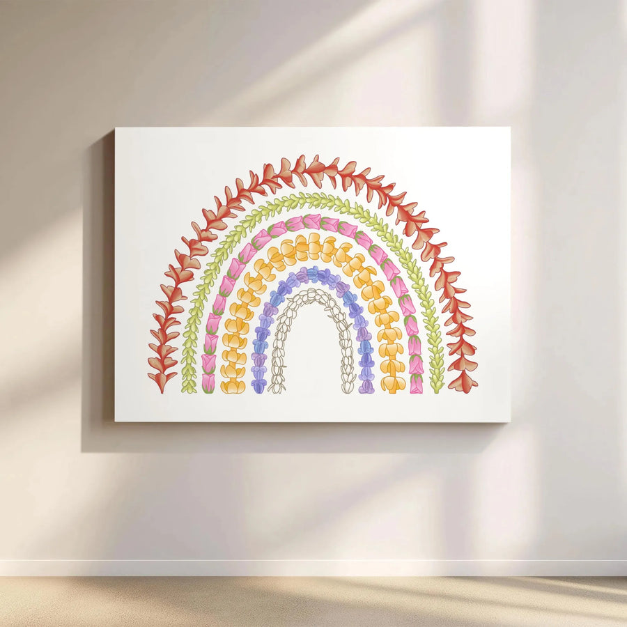 Floral Rainbow Wall Art | Watercolor Botanical Arch Print | Gallery Quality Premium Canvas | Nursery Decor and Home Wall Decor
