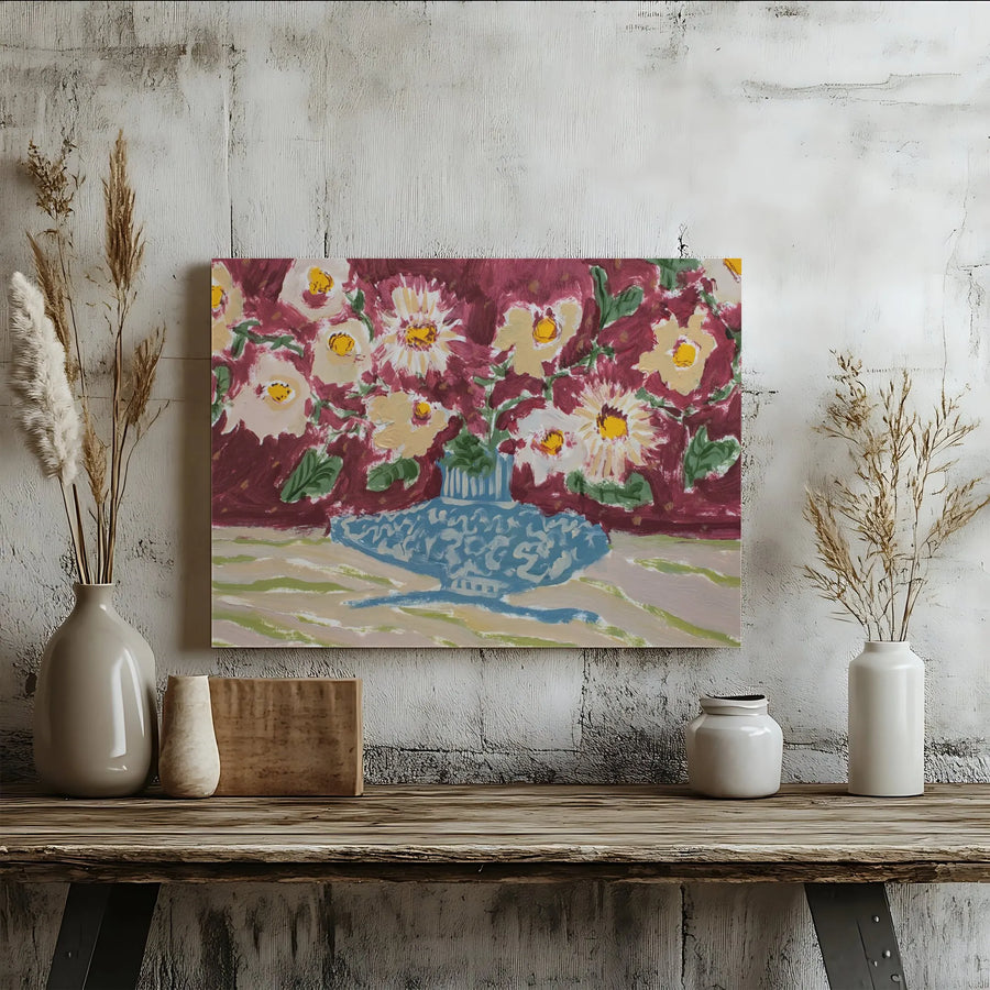 Floral Still Life Canvas Art | Cranberry Floral Bouquet Print | Premium Gallery-Quality Canvas | Modern Farmhouse Wall Decor Gift