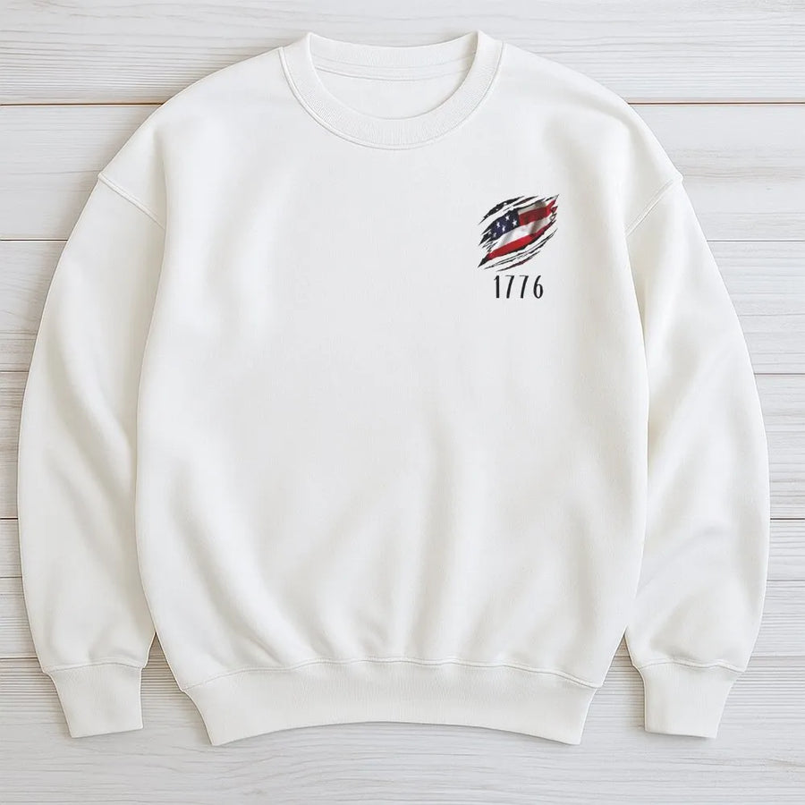 1776 We The People Sweatshirt | Distressed American Flag Graphic | Premium 100% Cotton Tee | Patriotic Gift for History Buffs