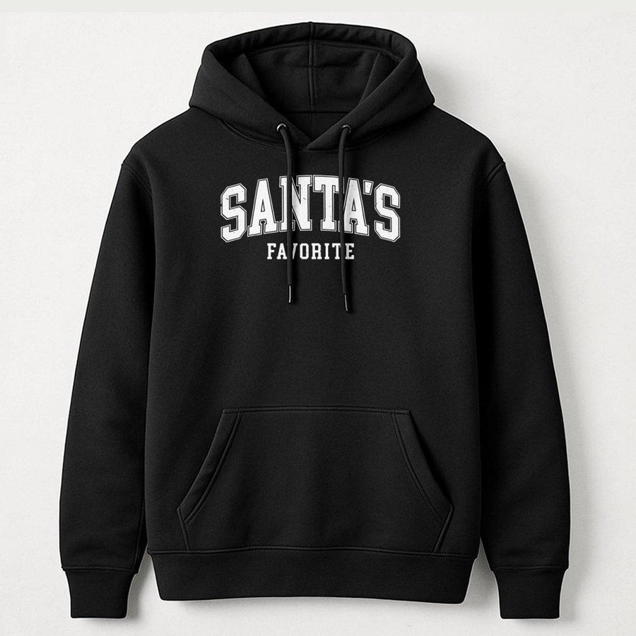 Santa's Favorite Hoodie | Distressed Collegiate Varsity Graphic | Premium Cotton Blend Unisex Sweatshirt | Cozy Christmas Gift for Her