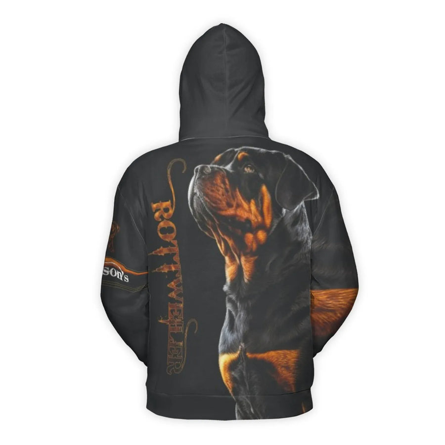 Rottweiler 3D Hoodie | Realistic Dog Portrait Graphic | Premium Brushed Fleece Pullover | Unique Gift for Dog Lovers and Rottweiler Owners