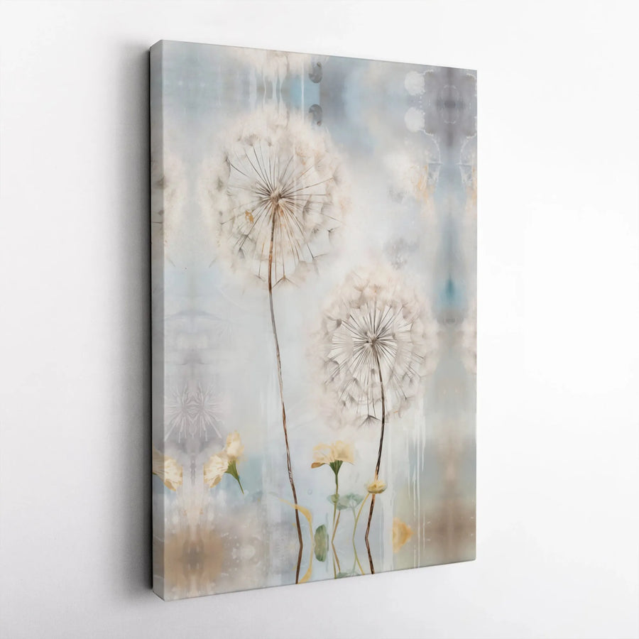 Dandelion Canvas Wall Art | Abstract Watercolor Botanical Painting | Premium Gallery Wrapped Canvas | Modern Farmhouse Living Room Decor Gift