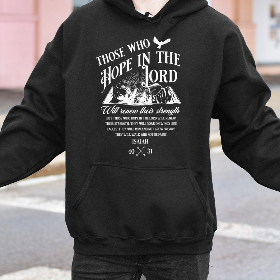 Isaiah 40:31 Christian Hoodie | Hope In The Lord Scripture Design | Premium Cotton-Poly Blend | Religious Gift For Men And Women