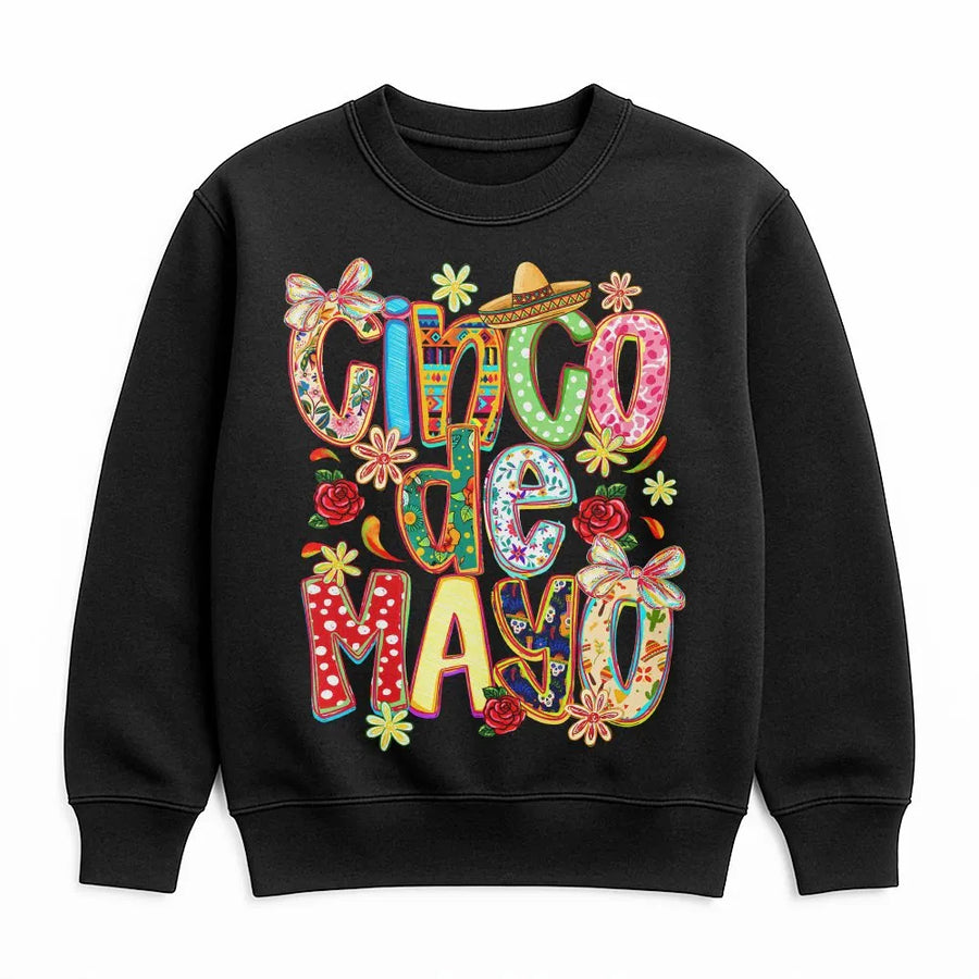 Cinco De Mayo Sweatshirt | Colorful Coquette Bow Fiesta Graphic | Soft Cotton Blend | Women's Mexican Holiday Party Gift