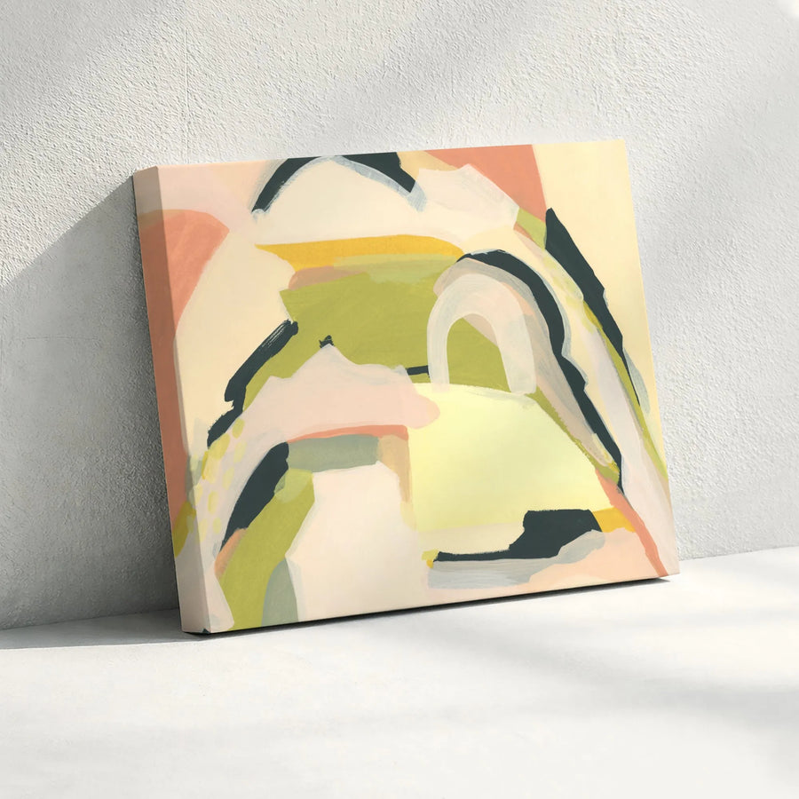 Abstract Landscape Horizontal Canvas Wall Art | Modern Pastel Shapes & Earth Tones Design | Premium 1.25” Thick Gallery Wrap | Minimalist Living Room Decor Gift