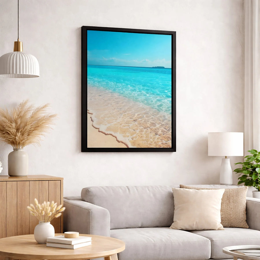 Tropical Beach Canvas Wall Art | Turquoise Ocean Seascape | Premium Fade-Resistant Gallery Wrap | Coastal Decor for Living Room or Office