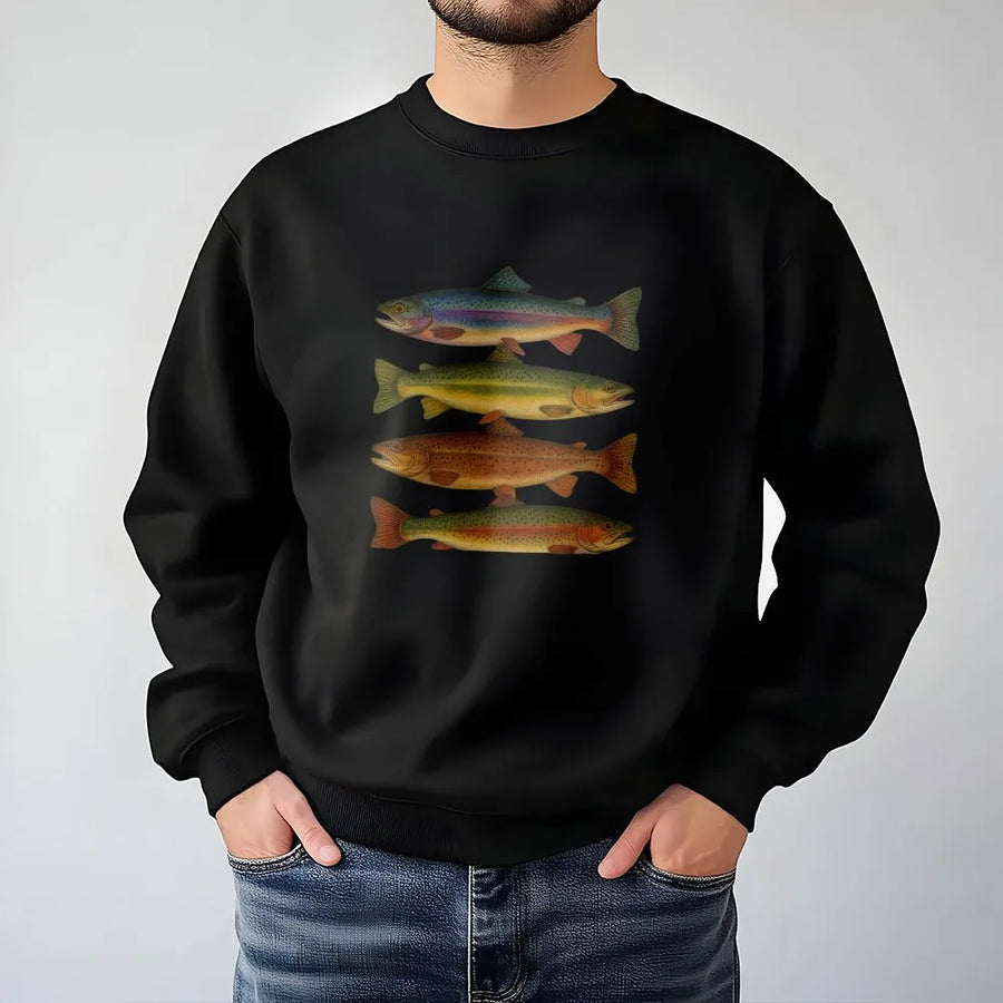 Vintage Trout Sweatshirt | Retro Fish Species Illustration | Premium Cotton Tee | Gift for Fisherman & Angler