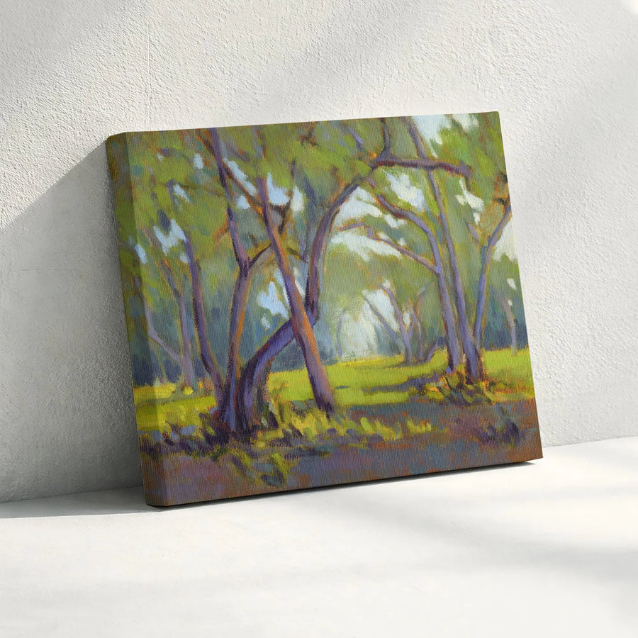 Forest Path Canvas Print | Impressionist Sunlit Woods Painting | Premium Gallery Wrap Canvas | Living Room & Office Wall Decor Gift