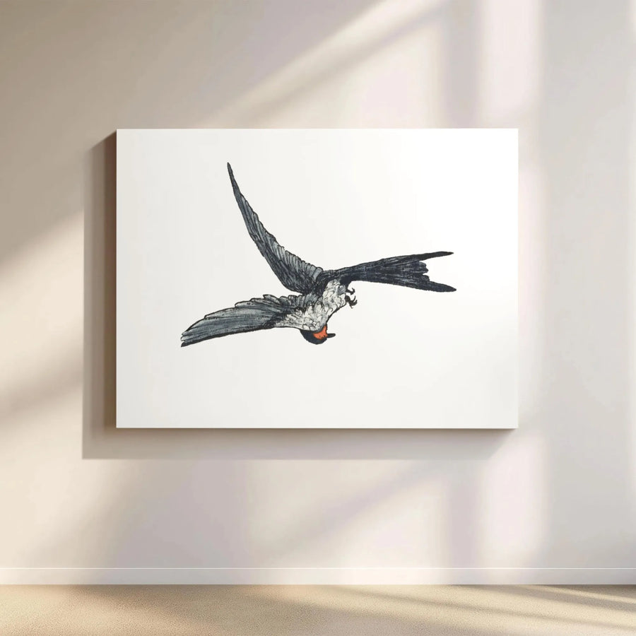 Flying Swallow Canvas Print | Vintage Sketch Style Bird Wall Art | Premium 1.25-Inch Gallery Wrap | Minimalist Nature Home Decor Gift