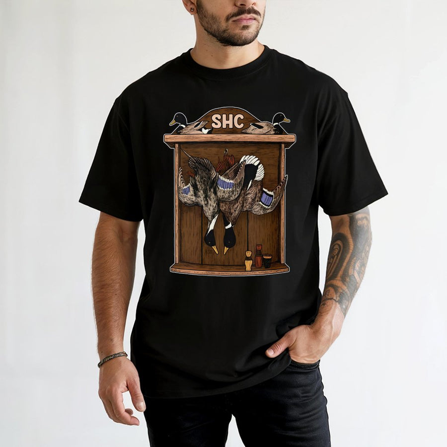 Duck Hunting T-Shirt | Vintage Mallard Trophy Display Graphic | 100% Premium Cotton Tee | Wildlife Outdoor Gift for Hunters