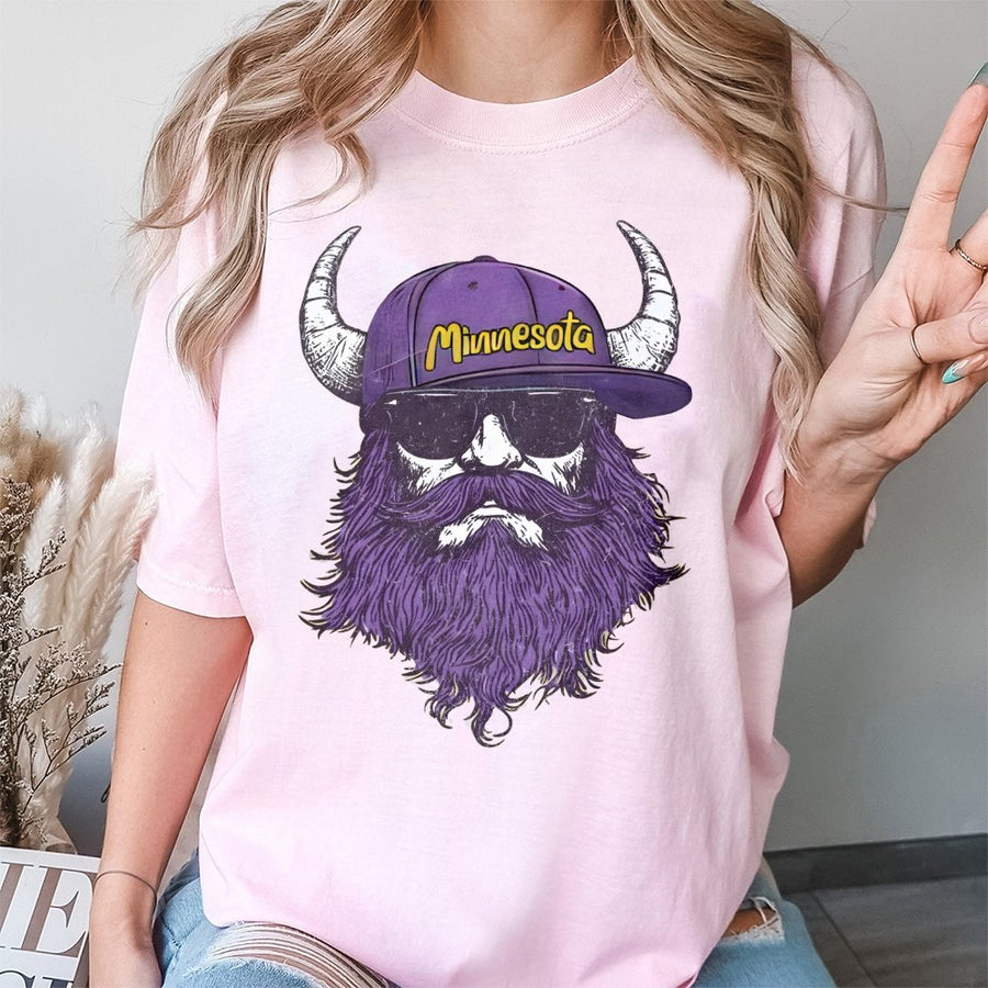 Minnesota Viking With Horns, Beard And Sunglasses T-Shirt