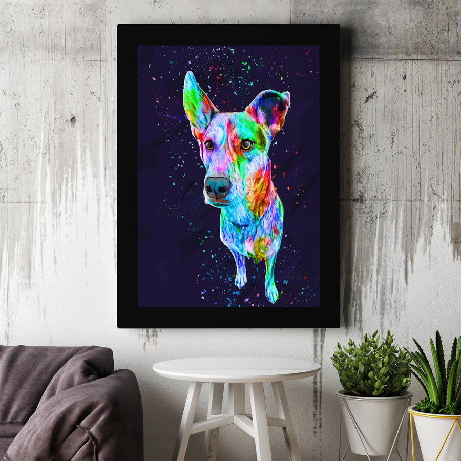 Colorful Abstract Dog Wall Art | Vibrant Rainbow Puppy Portrait | Premium Gallery-Wrapped Canvas | Modern Pet Decor Gift for Dog Lovers