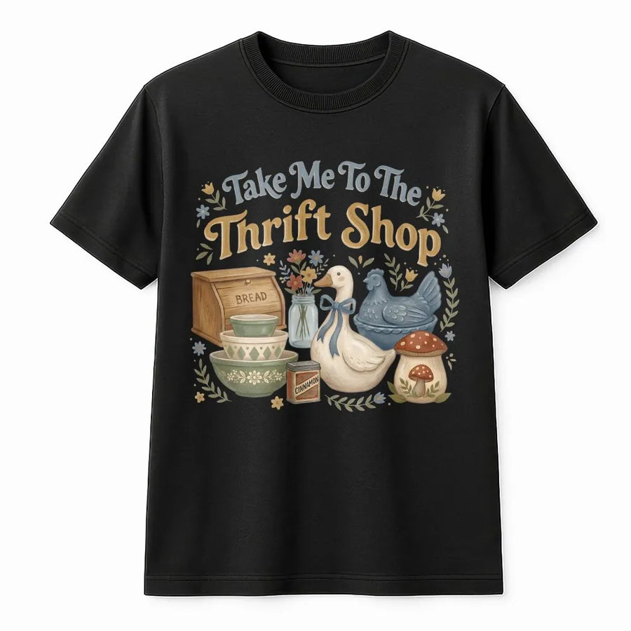 Thrift Shop T-Shirt | Vintage Cottagecore Goose Design | 100% Cotton Premium Tee | Gift for Thrifting Enthusiasts and Retro Collectors