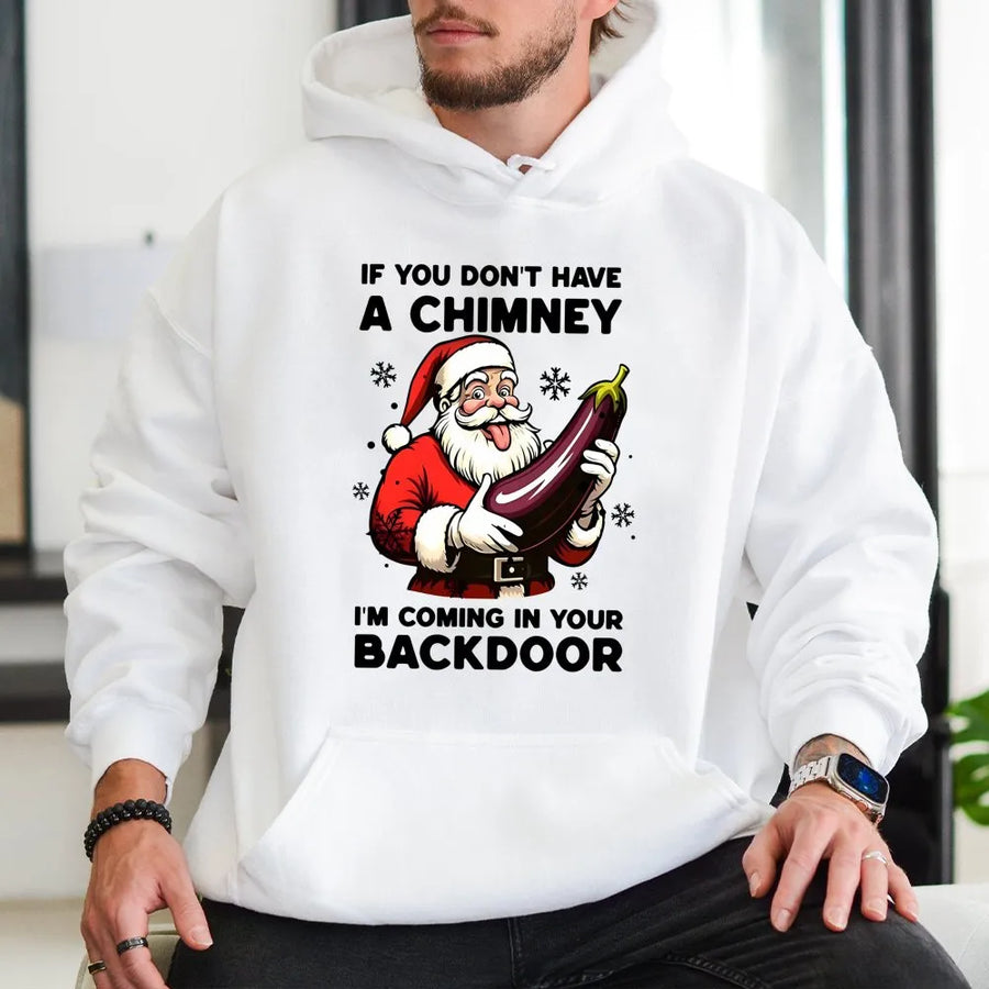 Funny Naughty Santa Hoodie | Dirty Christmas Eggplant Humor | Premium Cotton Blend Unisex Sweatshirt | Hilarious Gag Gift for Adults