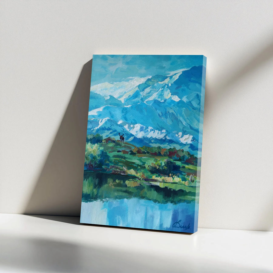 Moose Mountain Canvas Wall Art | Impressionist Canadian Rockies Painting | Premium Thick Gallery Wrap Canvas | Cabin Decor Gift for Nature Lover