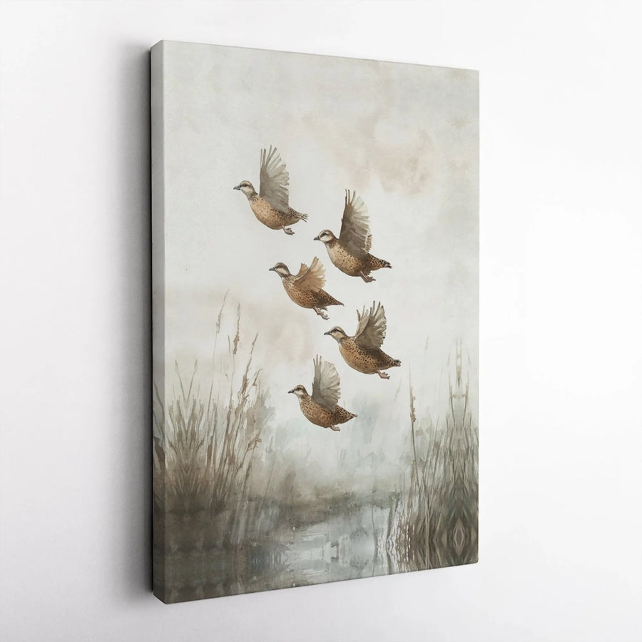 Flying Duck Canvas Wall Art | Watercolor Marsh Landscape Print | Premium Gallery Wrap 1.25" Frame | Wildlife Nature Decor Gift for Bird Lovers