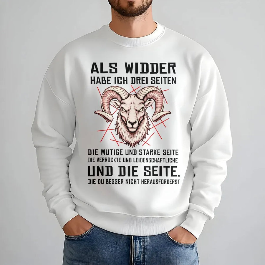 Aries Sweatshirt with German Quote | Widder Sternzeichen Sweatshirt | Premium Cotton-Blend Pullover | Astrology Birthday Gift for Men & Women