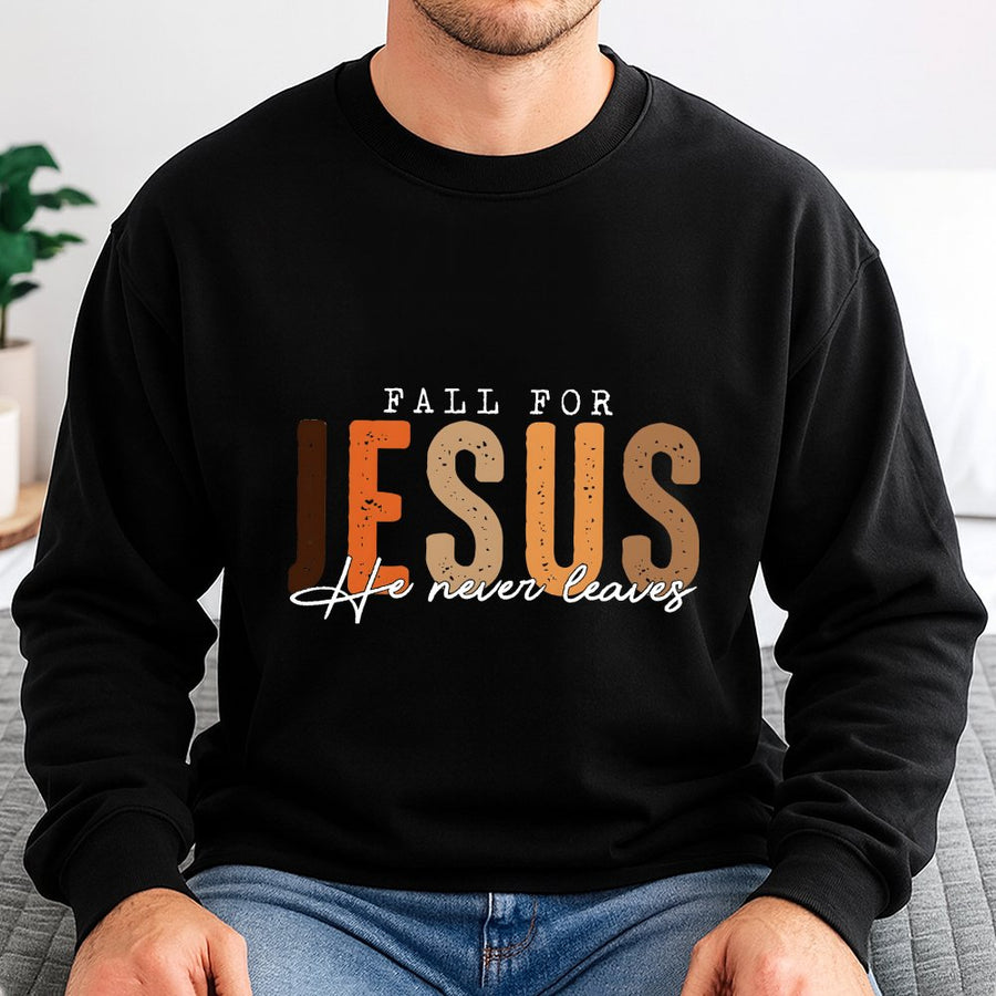 Fall For Jesus Sweatshirt | Christian Autumn Aesthetic Design | Cotton-Poly Blend Premium Crewneck | Faith Based Gift For Women