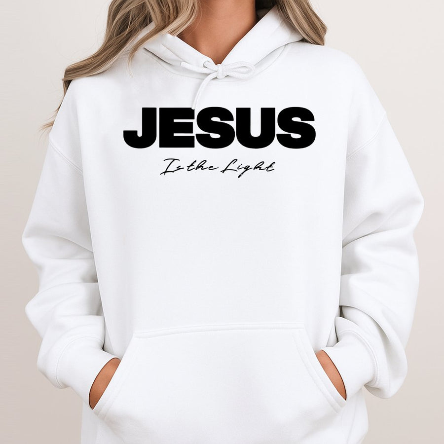Jesus Is The Light Hoodie | Christian Faith Graphic Streetwear | Premium Cotton Blend | Inspirational Religious Gift for Men and Women