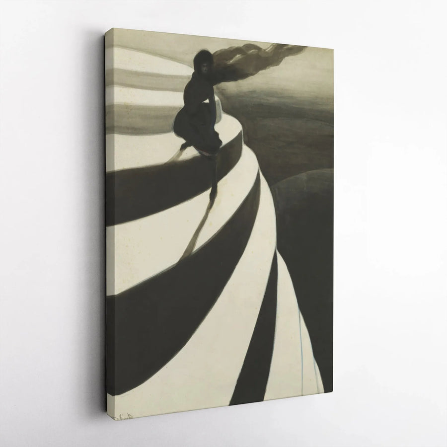 Surrealist Fine Art Canvas Print | The Lighthouse Keepers by Charles Bellier | Premium Gallery Wrap Wall Decor | Moody Monochrome Interior Art
