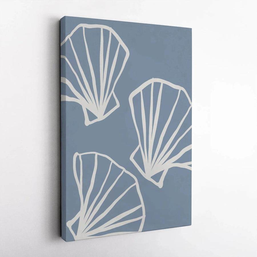 Minimalist Seashell Vertical Canvas | Abstract Line Art Print | Premium Gallery Wrapped Wall Decor | Coastal Beach House Decor Gift