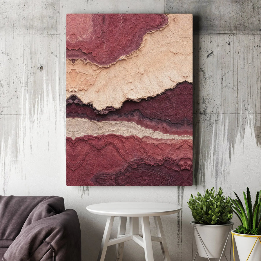 Abstract Canvas Wall Art | Textured Earth Tone Layers Print | Premium Gallery Wrapped Canvas | Modern Living Room & Office Decor