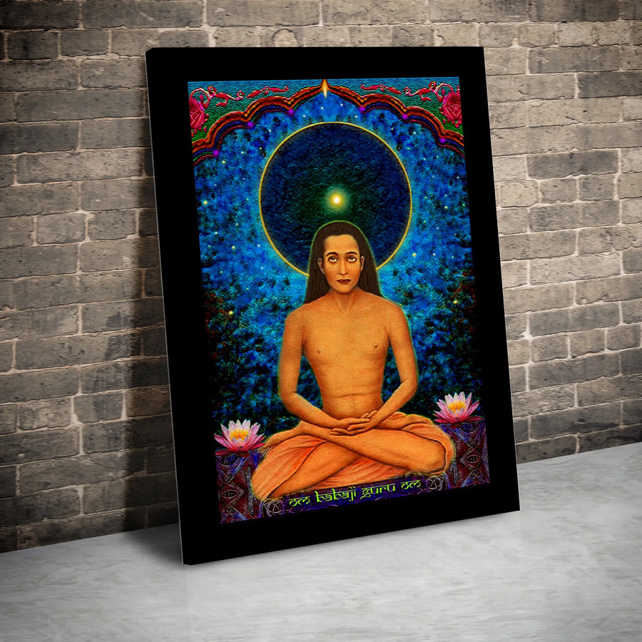 Mahavatar Babaji Canvas Art | Meditating Guru Spiritual Wall Decor | Premium 1.25" Gallery Wrap | Yoga Studio Meditation Room Gift