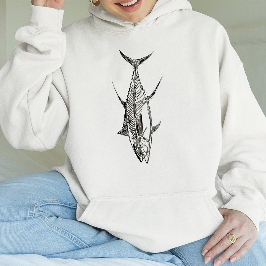 Tuna Fishing Hoodie | Minimalist Saltwater Fish Graphic | Premium Cotton Blend | Gift for Angler Fisherman Outdoor Enthusiast