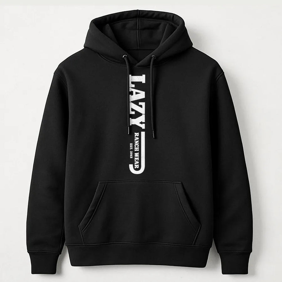 Lazy J Ranch Hoodie | Distressed Vertical Logo Graphic | Soft Cotton Blend | Premium Western Wear Gift for Cowboy