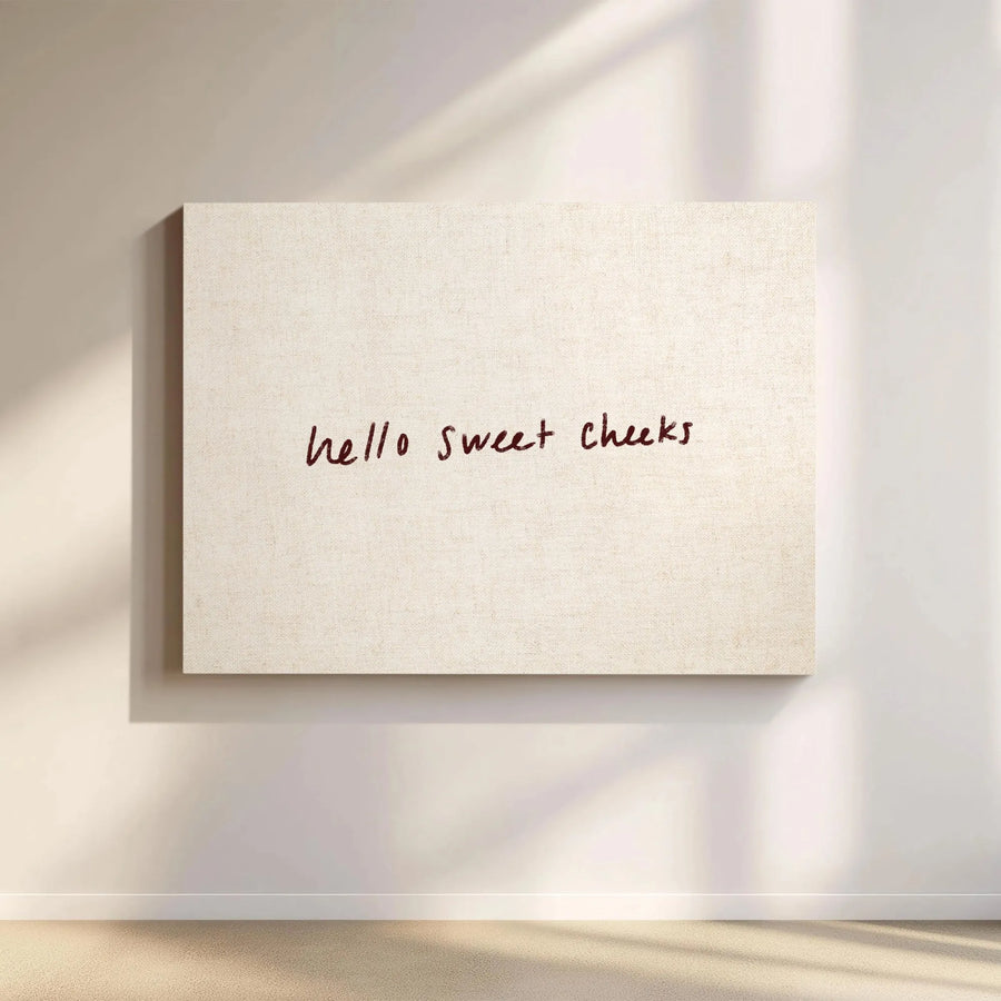 Hello Sweet Cheeks Canvas Wall Art | Funny Bathroom Quote Sign | Premium Canvas Print | Modern Minimalist Decor Housewarming Gift