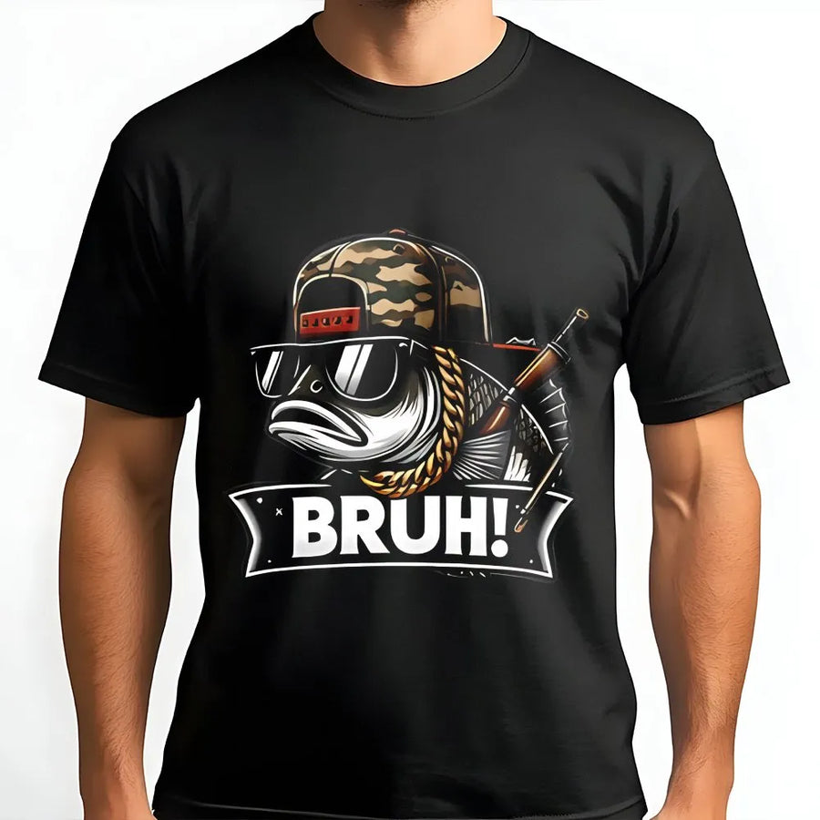 Bruh Fish T-Shirt | Funny Hip Hop Angler Graphic | Premium Cotton Unisex Tee | Unique Fishing Gift For Men