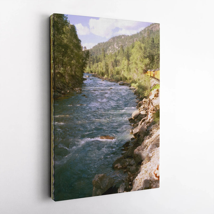 Mountain River Train Wall Art | Scenic Landscape Print | Premium 1.25 Inch Gallery Canvas | Nature Lover Home Decor Gift