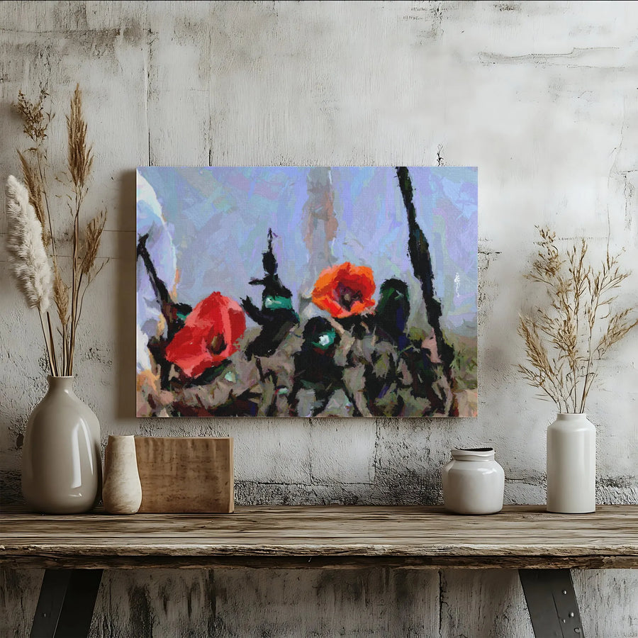 Abstract Poppy Flower Canvas Print | Soldier Silhouette Art | Premium Gallery-Wrapped 1.25" Profile | Remembrance Day Gift Wall Decor