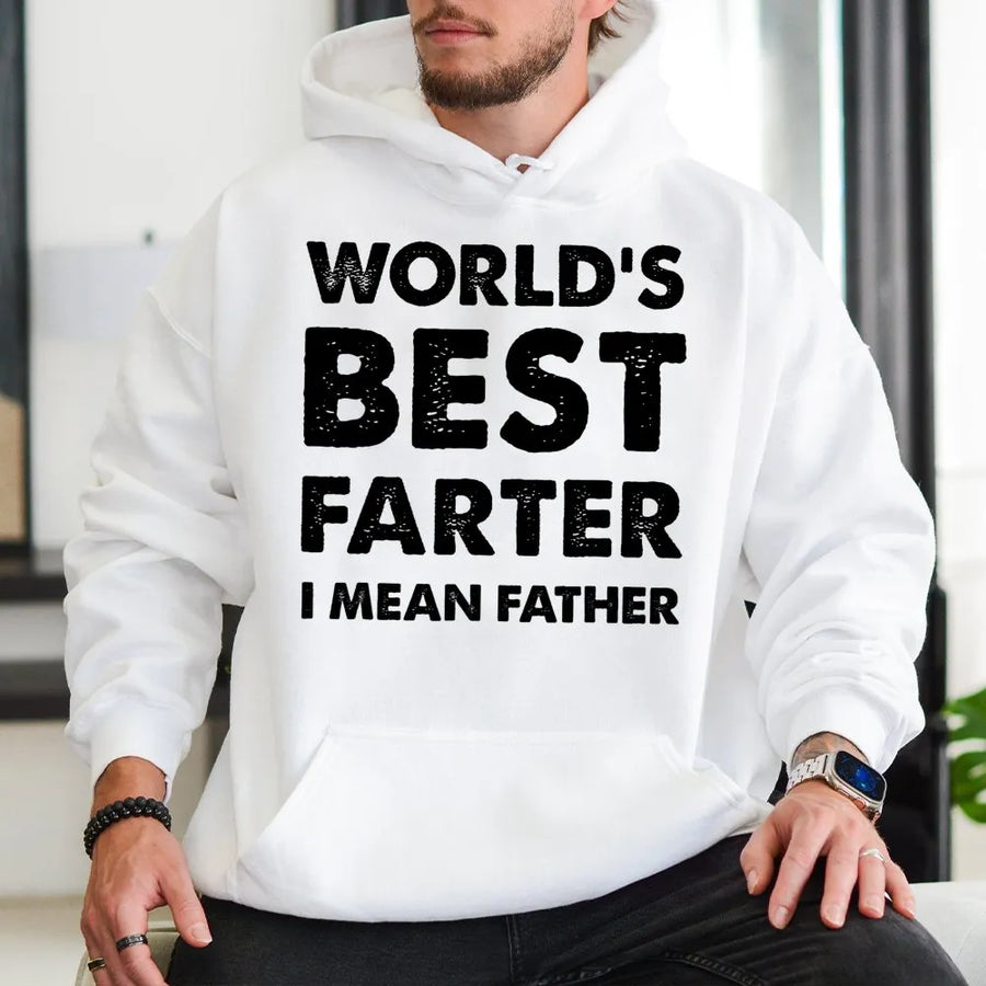 World's Best Farter Hoodie | Funny Dad Joke Graphic Pullover | Premium Cotton Blend Unisex Sweatshirt | Perfect Birthday Gift for Dad or Husband