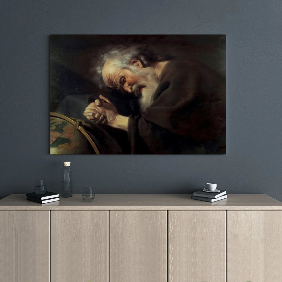 Heraclitus The Weeping Philosopher Canvas Print | Hendrick Ter Brugghen Fine Art Reproduction | 1.25" Gallery Wrap Wall Decor | Classic Museum Style Gift