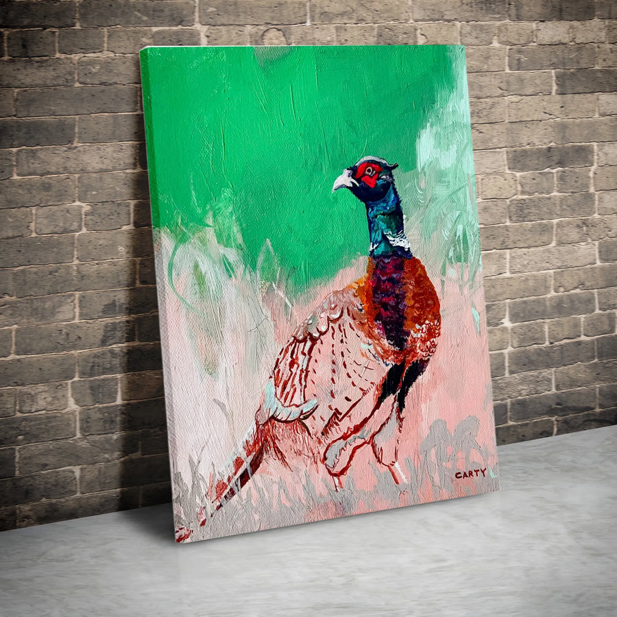 Pheasant Canvas Wall Art | Modern Impressionist Bird Painting | Gallery Quality Premium Print | Rustic Farmhouse Decor Gift for Hunter