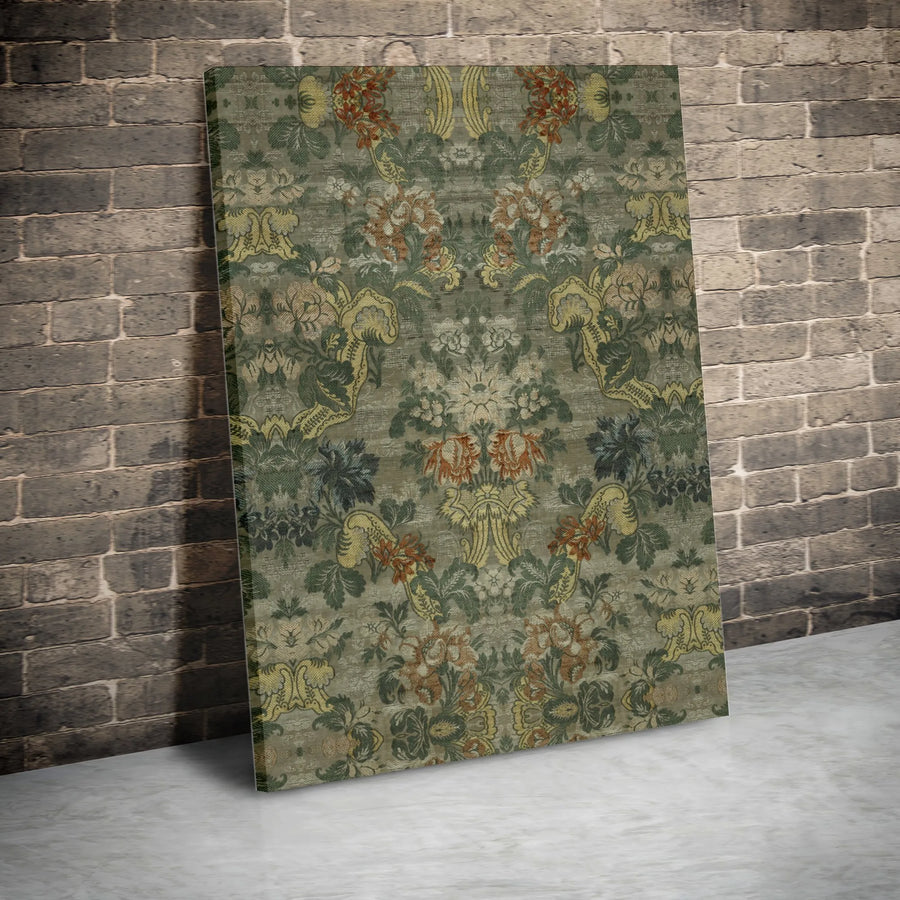 Vintage Tapestry Canvas Wall Art | Antique Floral Damask Pattern Print | Gallery-Wrapped Premium Canvas | Grandmillennial Home Decor Gift