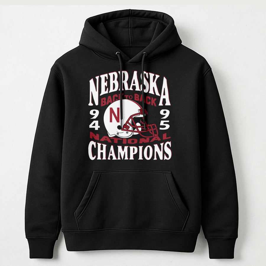 Nebraska Back To Back Champs 1994 1995 Hoodie, Vintage College Football Graphic Hoodie, Retro National Champions Top For Men Women