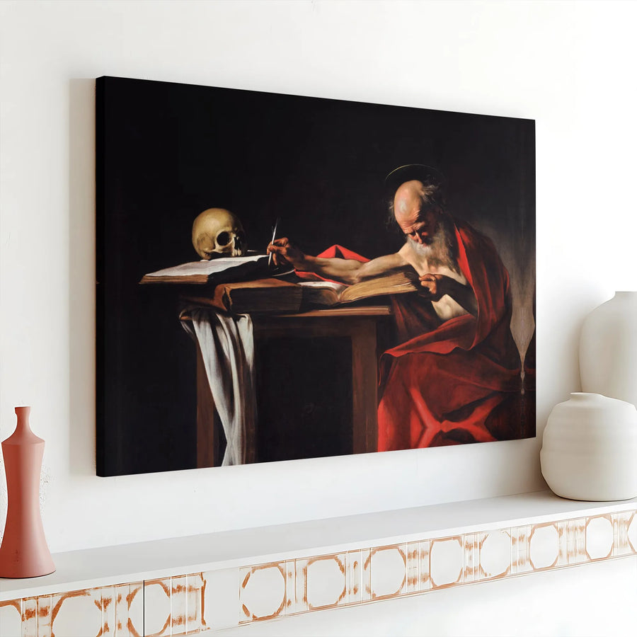 Caravaggio Saint Jerome Writing Canvas | Baroque Masterpiece Wall Art | Premium Fine Art Print | Classic Home Decor Gift for Art Lovers