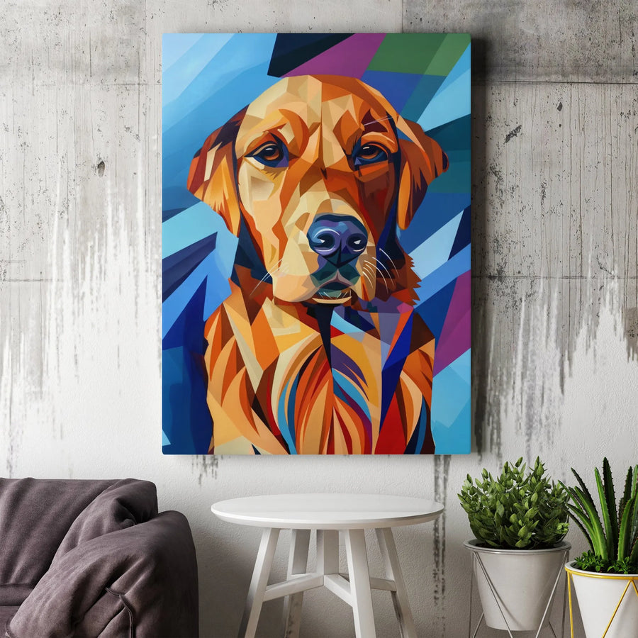 Golden Retriever Wall Art | Geometric Pop Art Portrait | Premium Gallery Wrapped Canvas | Modern Dog Lover Gift Home Decor