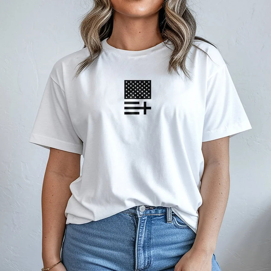 Minimalist American Flag T-Shirt | Modern Abstract USA Graphic Sweatshirt | Premium Cotton Blend | Unisex Patriotic Gift