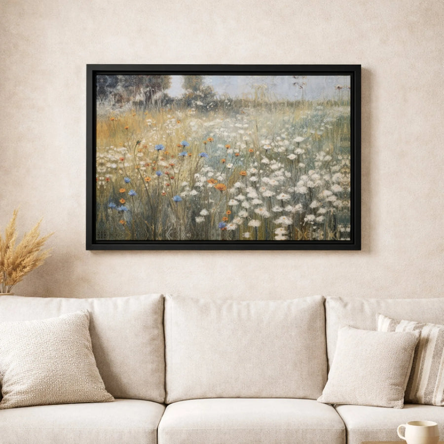 Impressionist Wildflower Meadow Canvas | Floral Landscape Wall Art | Gallery Quality 1.25" Profile | Home Decor Gift