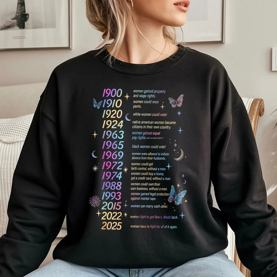 Women's Rights Timeline Sweatshirt | Historical Milestones Graphic | Premium Unisex Crewneck | Feminist Activist Gift