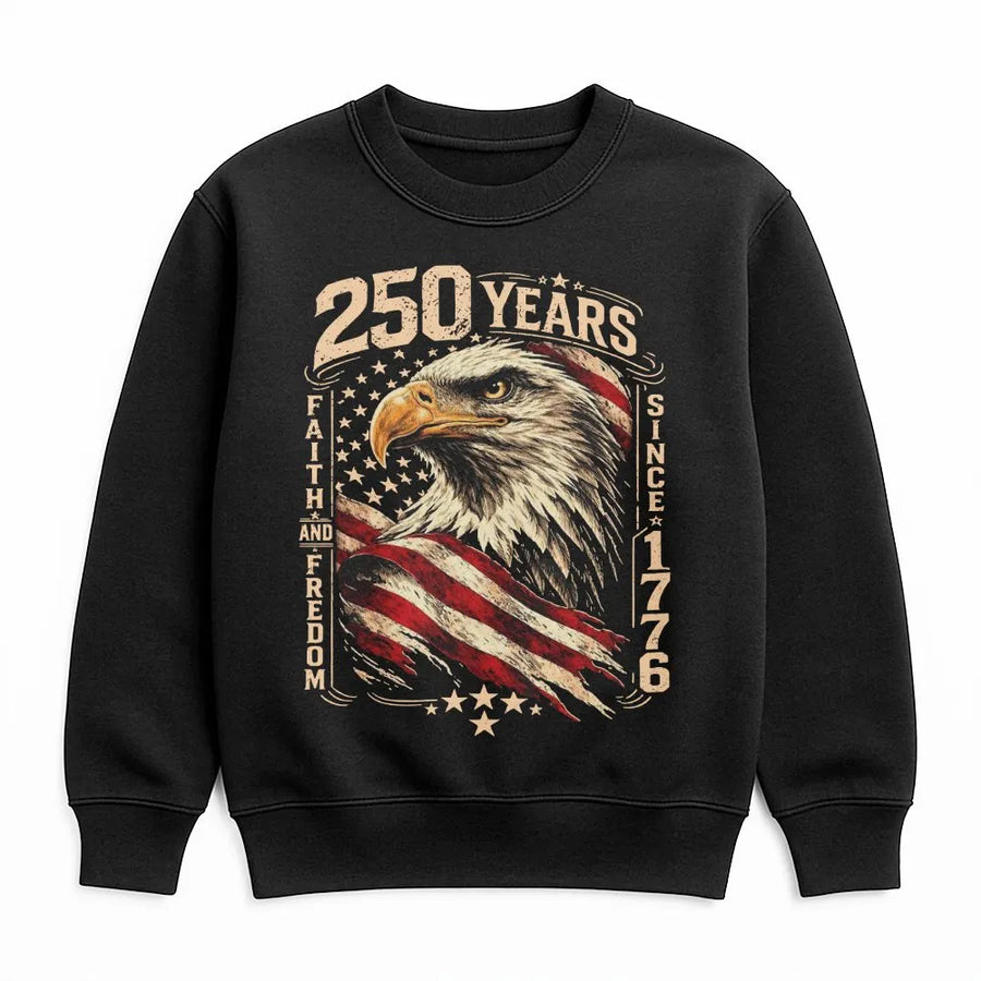250 Years of Freedom Sweatshirt | Vintage Eagle & American Flag Graphic | Premium Cotton Blend | Unisex USA Patriot Gift for 2026
