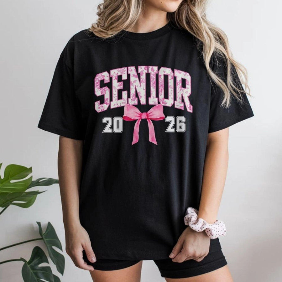 Senior 2026 T-Shirt | Coquette Bow Aesthetic Graphic | Premium 100% Cotton Tee | Graduation Gift for Teen Girls High School Students