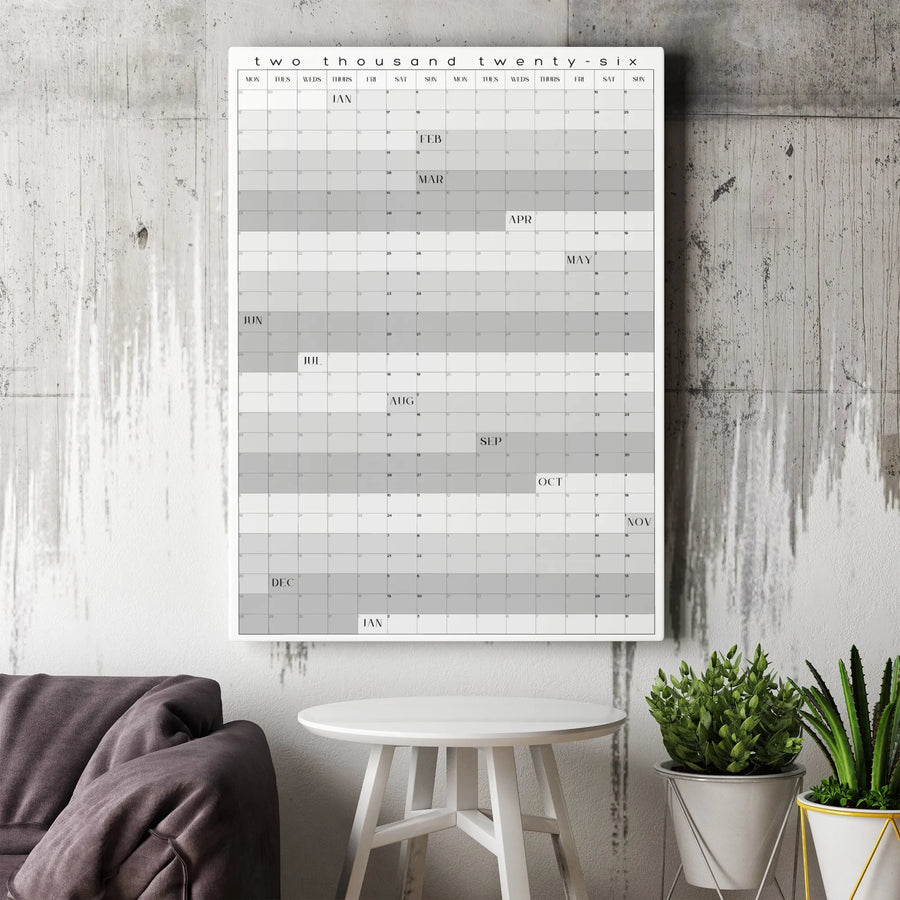 2026 Yearly Calendar Wall Art | Minimalist Vertical Full Year Planner | Premium Gallery-Wrapped Canvas | Home Office Decor Gift