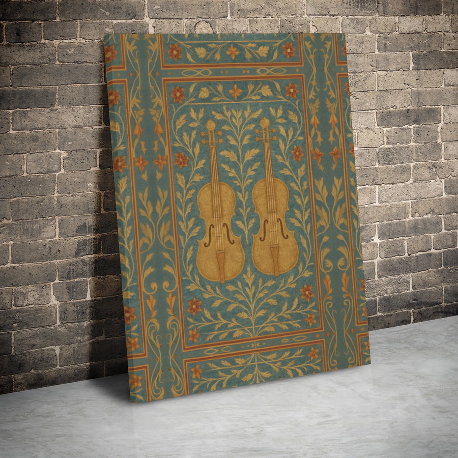 Violin Wall Art Canvas | Vintage Floral Music Instrument Print | Gallery Wrapped Premium Decor | Musician Gift for Music Room Home Office