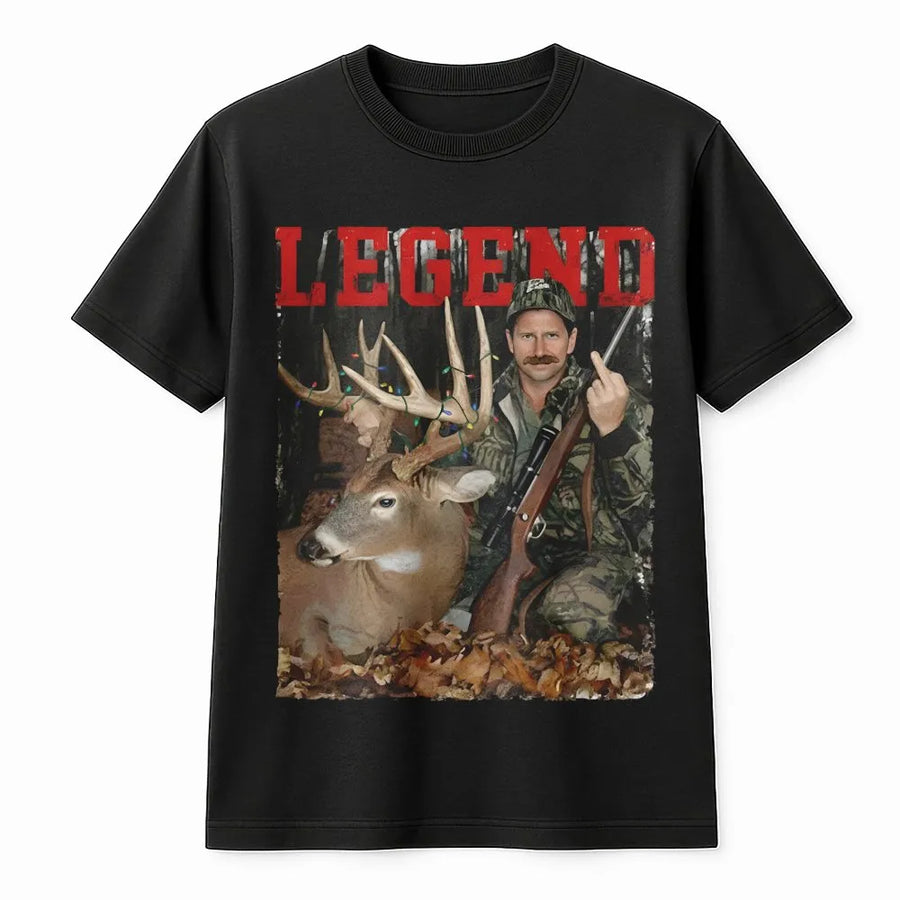 Legend Hunting T-Shirt | Retro Deer Hunter Graphic Tee | Premium Cotton Apparel | Funny Outdoorsman Gift for Men