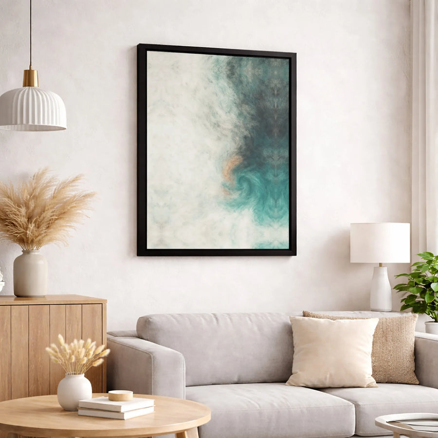 Abstract Teal Swirl Canvas Wall Art | Modern Watercolor Cloud Design | Gallery Quality 1.25 Inch Profile | Minimalist Home & Office Decor Gift