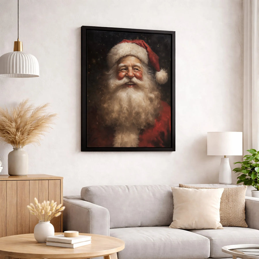 Vintage Santa Claus Wall Art | Classic Portrait Canvas Print | Gallery-Quality 1.25 Inch Profile | Festive Holiday Home Decor Gift